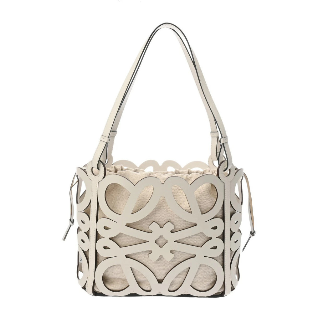 LOEWE Anagram Cutout Tote White Calfskin Bag